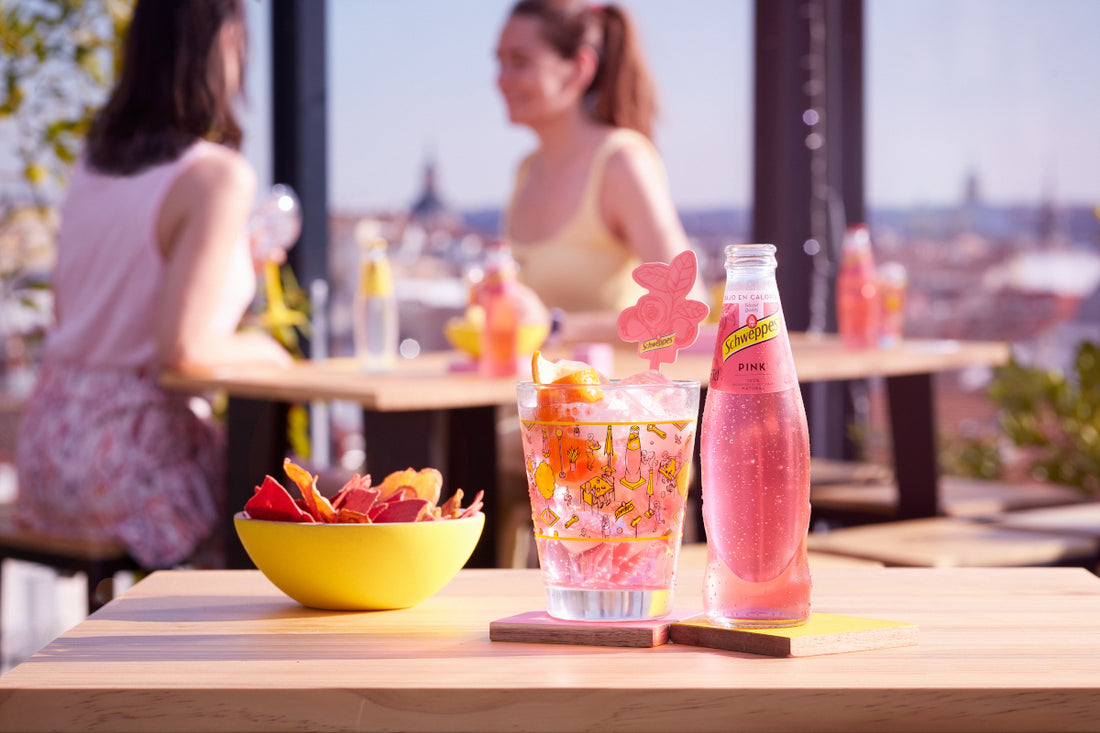 Illustrator Pau Sanz i Vila designs a glass for Schweppes Pink in a 'pink' summer